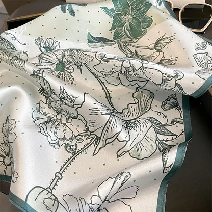 Damen Seidenschal quadratisch Halstuch Bandana Haarband Krawatte bedruckt Mode