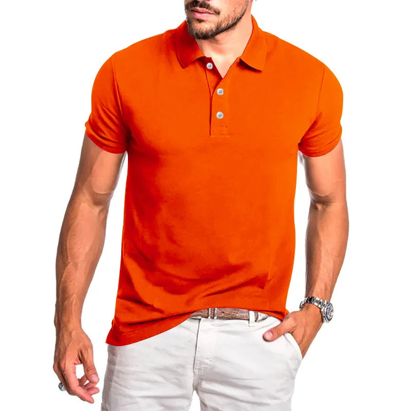 Herren-Poloshirt mit Brusttasche und kurzen Ärmeln in einfarbigem Design – ideal für den Sommer