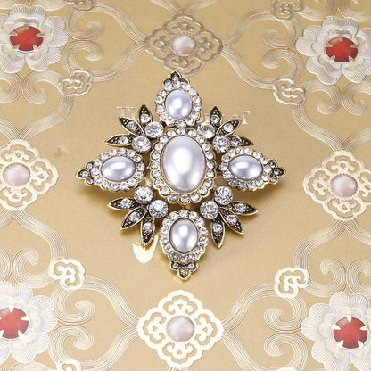 Brosche Kreuz Perle Strass Barock Vintage Luxus Hochzeit Party Damen