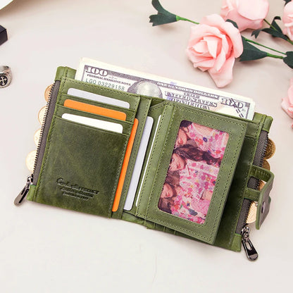 Damen Echtleder Geldbörse Bifold Vintage Kartenhalter Münzfach Geldclip