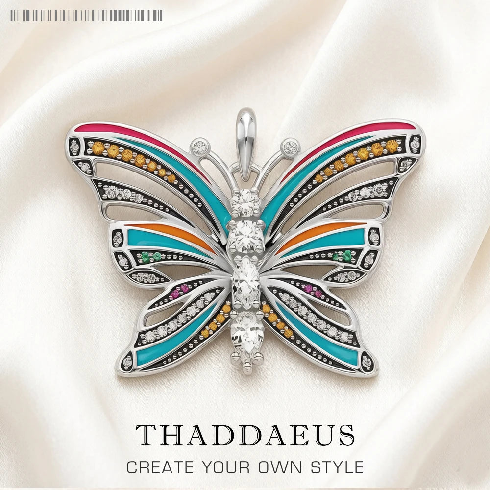 Damen-Charm-Anhaenger Schmetterling tropisch aus Sterlingsilber
