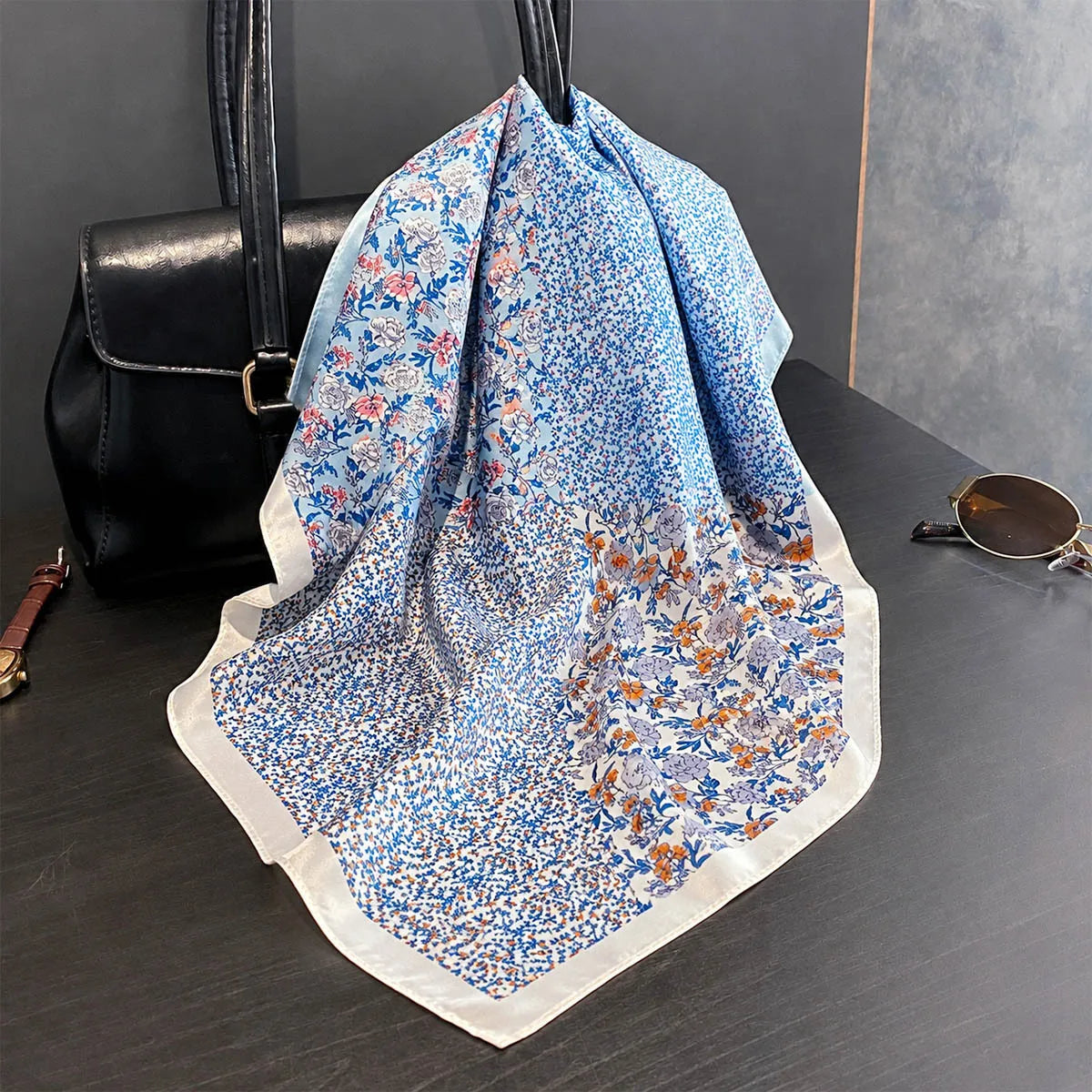 Damen Seidenschal 53cm Pferdprint Haarband Halstuch Büro Hijab Geschenk