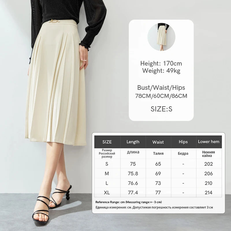 Damen Schwarzer Faltenrock mit hoher Taille im eleganten A-Linien-Stil