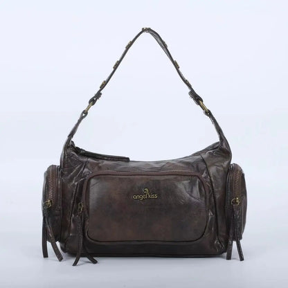 Damen-Handtasche aus Denim mit Top-Handle Stil und großzügigem Innenfach mit Reißverschluss