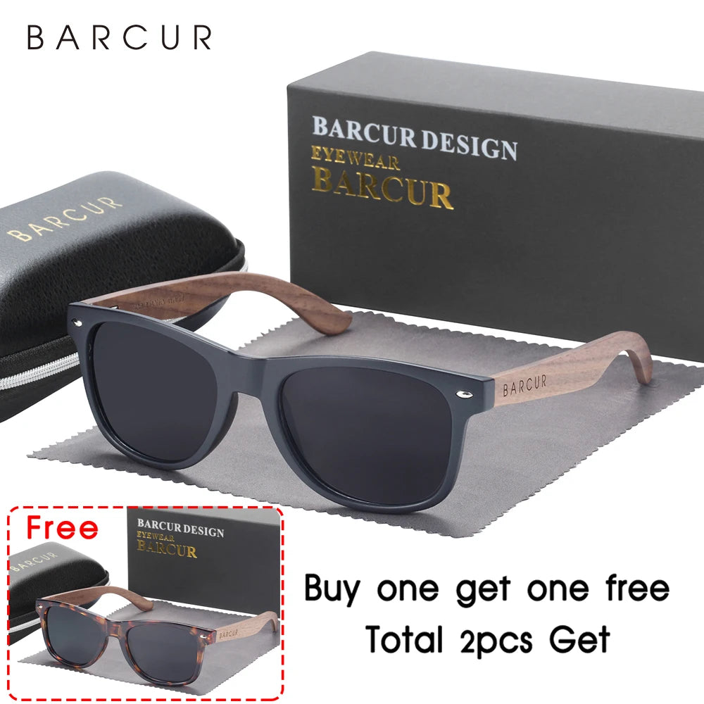 Sonnenbrille Naturholz Walnuss schwarz polarisiert UV400 Herren B