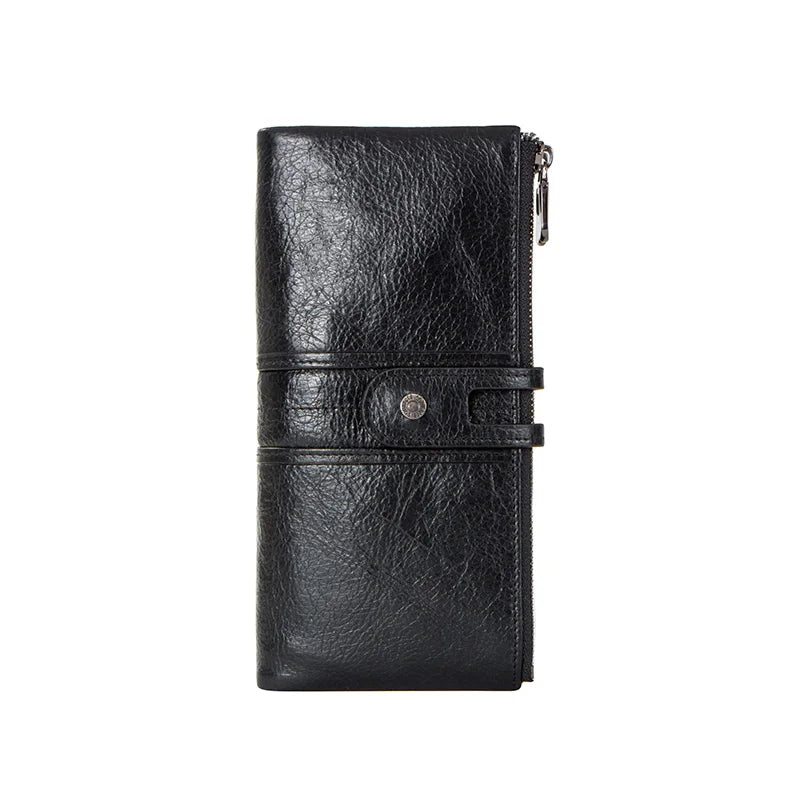 Herren Echtleder Lange Geldbörse Vintage 13 Fächer Kartenhalter Fotohalter Reise