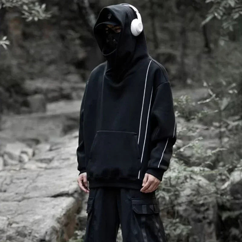 Herren Windjacke mit Rollkragen und Kapuze im Y2K Streetwear Stil