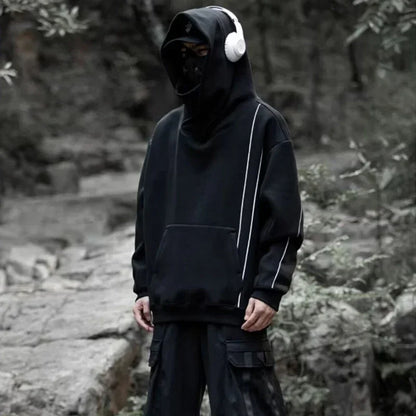 Herren Windjacke mit Rollkragen und Kapuze im Y2K Streetwear Stil