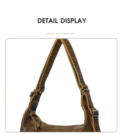 Damen-Schultertasche aus PU Großes Fassungsvermögen mit Innenfächern Vintage-Look Schwarz