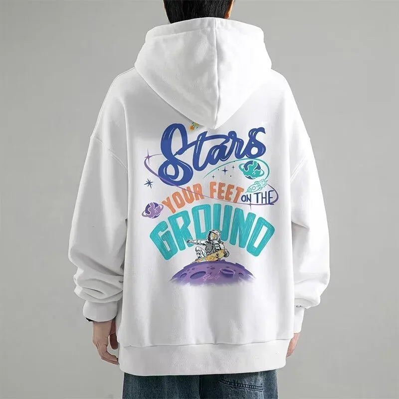 Herbst Cartoon Astronaut Gedruckt Hoodies Für Männer Neue Hip Hop Mode Streetwear Mit Kapuze Sweatshirt Y2K Vintage Pullover Hoody