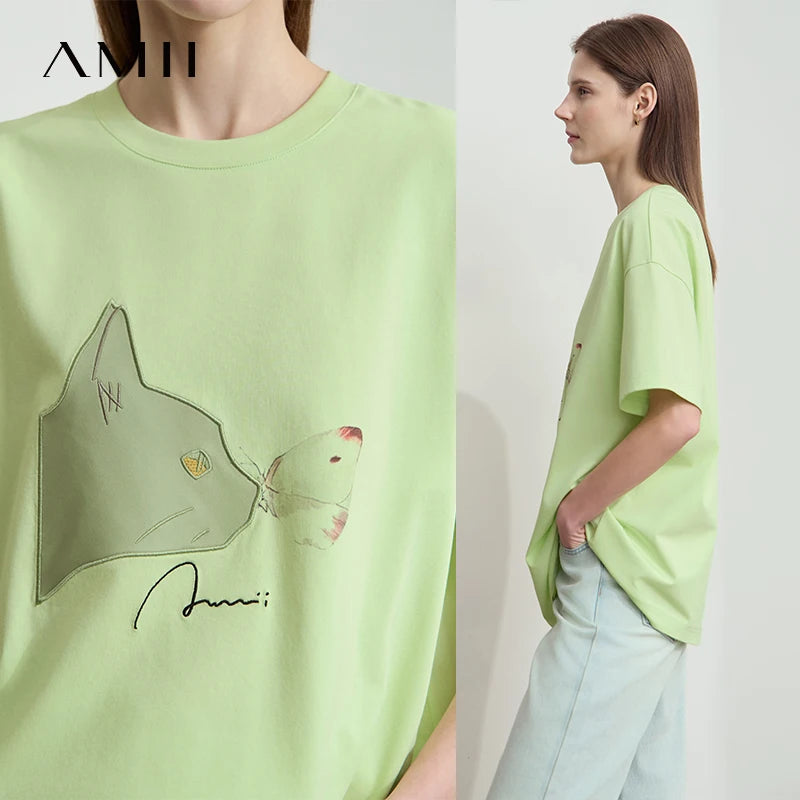 Damen T-Shirt im lässigen Stil mit Rundhalsausschnitt und kurzem Arm