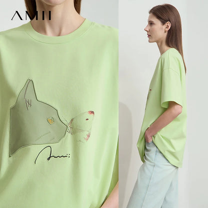 Damen T-Shirt im lässigen Stil mit Rundhalsausschnitt und kurzem Arm