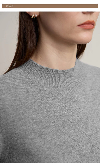 Damen-Rollkragenpullover Wolle-Kaschmir locker Herbst