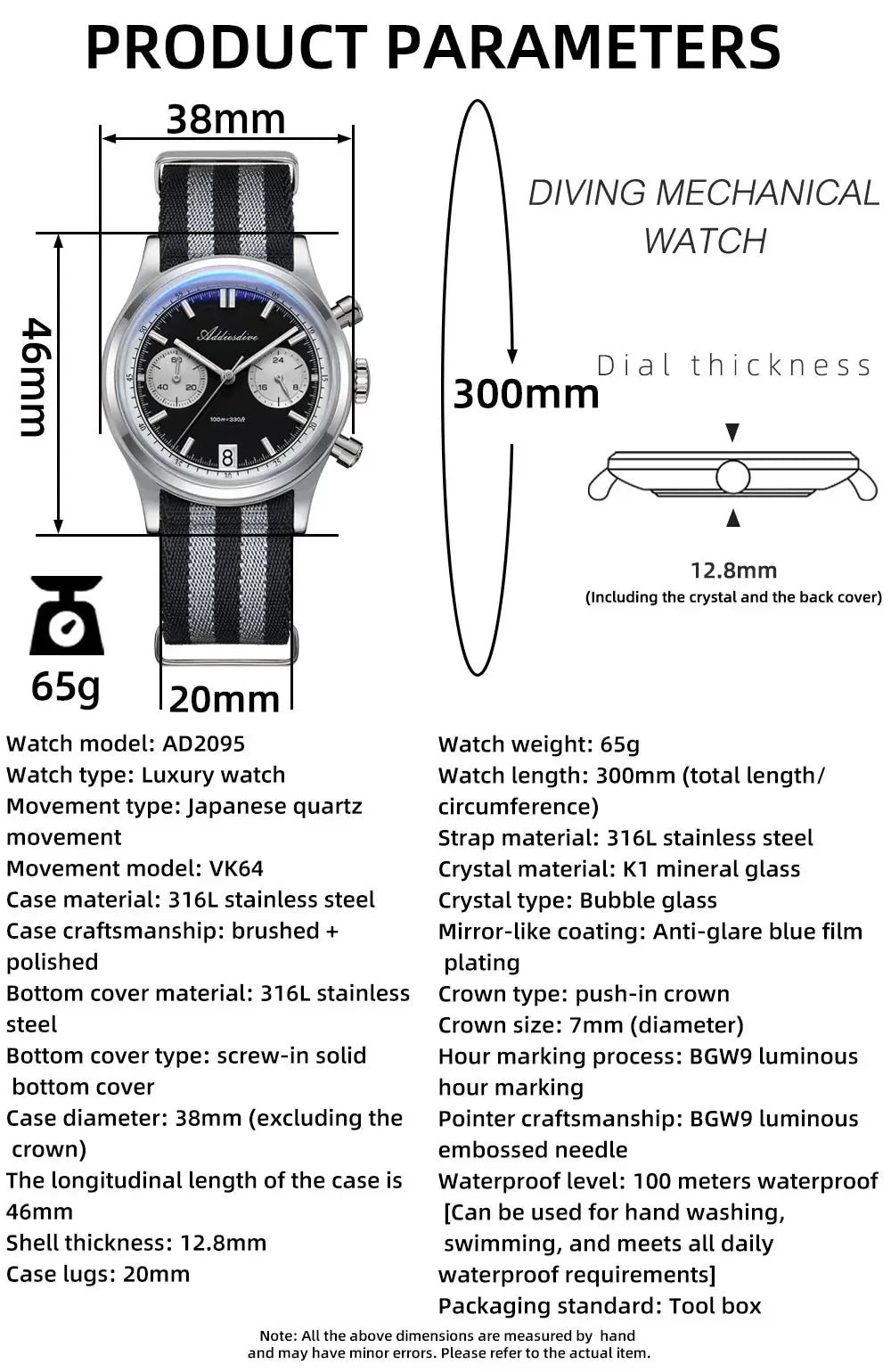 Herren-Chronograph mit VK64-Quarzwerk und Saphirglas