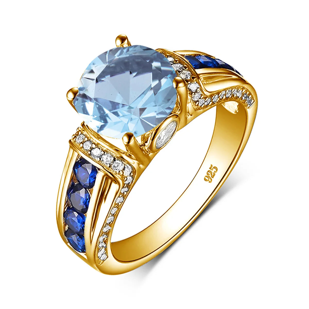 Damen-Ring aus Roségold mit Mystic Topas Regenbogen 8mm Rundschliff Verlobungsring Geschenk