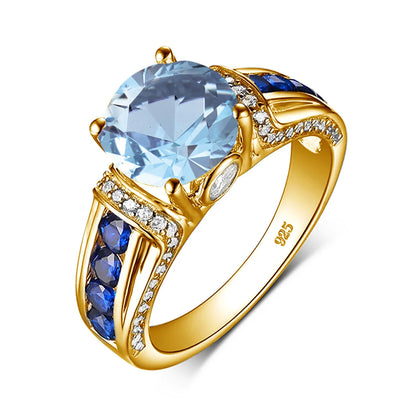 Damen-Ring aus Roségold mit Mystic Topas Regenbogen 8mm Rundschliff Verlobungsring Geschenk