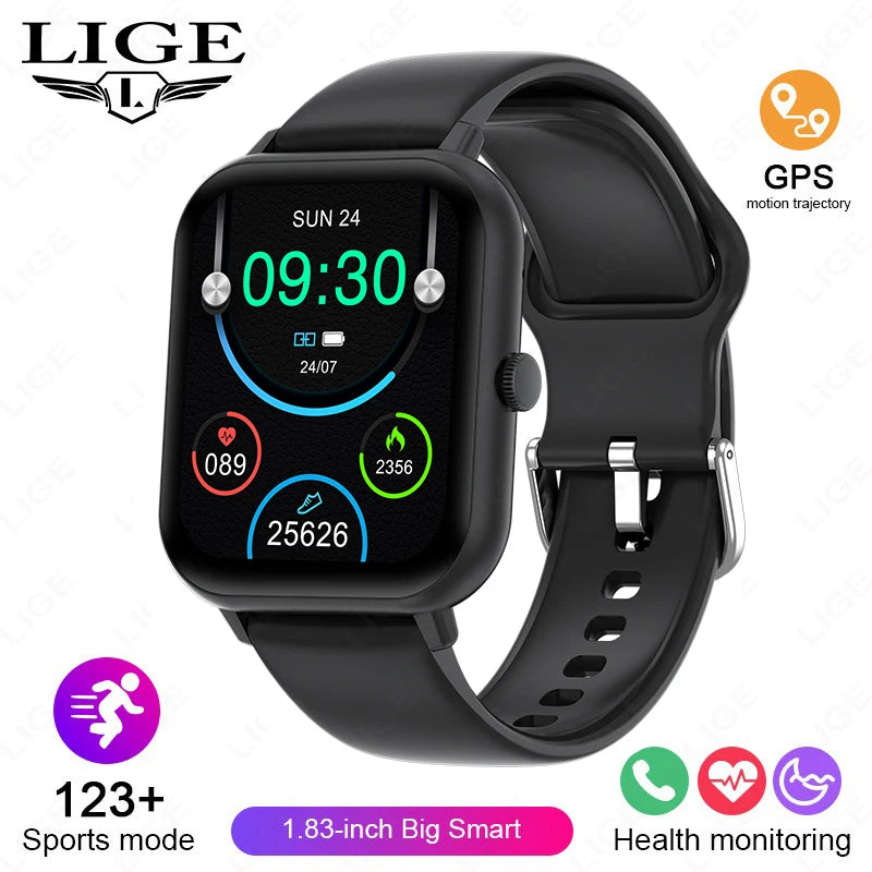 LIGE Multifunktions-Smartwatch für Männer und Frauen, Bluetooth, Anruf, Nachricht, Erinnerung, Sport, Schritt, Kalorien, Smartwatch, Weihnachtsarmband