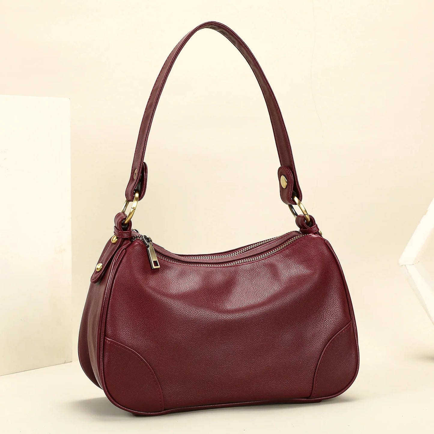 Damen-Schultertasche aus echtem Leder mit großem Fassungsvermögen und viel Stauraum