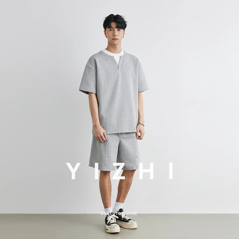 Herren Sommer Anzug aus bequemen T-Shirt und Shorts mit Taschen