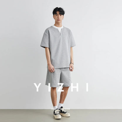 Herren Sommer Anzug aus bequemen T-Shirt und Shorts mit Taschen