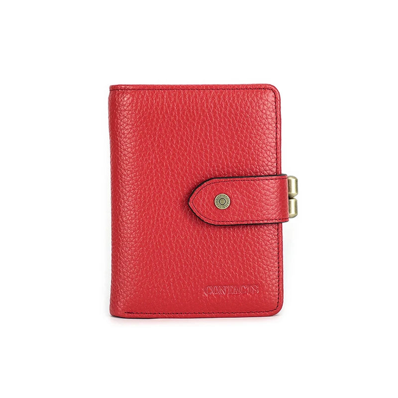 Damen Echtleder Geldbörse Vintage Metallrahmen Kartenhalter Münzbörse Luxus