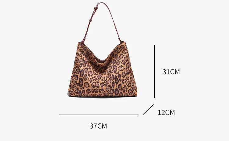 Damen Schultertasche Groß Kapazität Oversize Leopardendruck Modische Tote Tasche