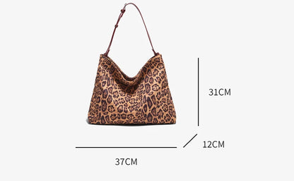Damen Schultertasche Groß Kapazität Oversize Leopardendruck Modische Tote Tasche