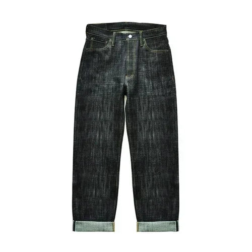 Herren Jeans im Vintage-Stil aus Selvedge Raw Denim mit Silber-überzogenen Knöpfen