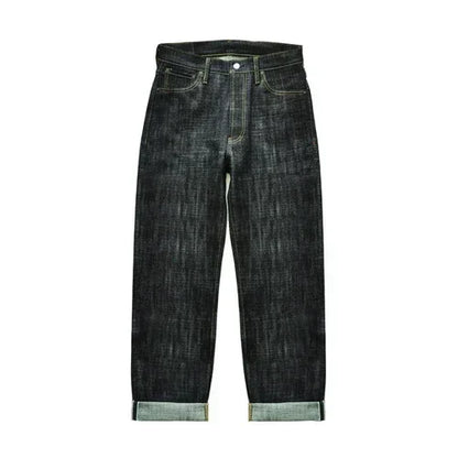 Herren Jeans im Vintage-Stil aus Selvedge Raw Denim mit Silber-überzogenen Knöpfen