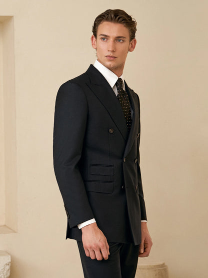 Herrenanzug aus 100% Wolle, doppelt geknöpft, in Grau – Slim Fit Sakko, Weste und Hose für Hochzeiten und festliche Anlässe, auch in großen Größen erhältlich.