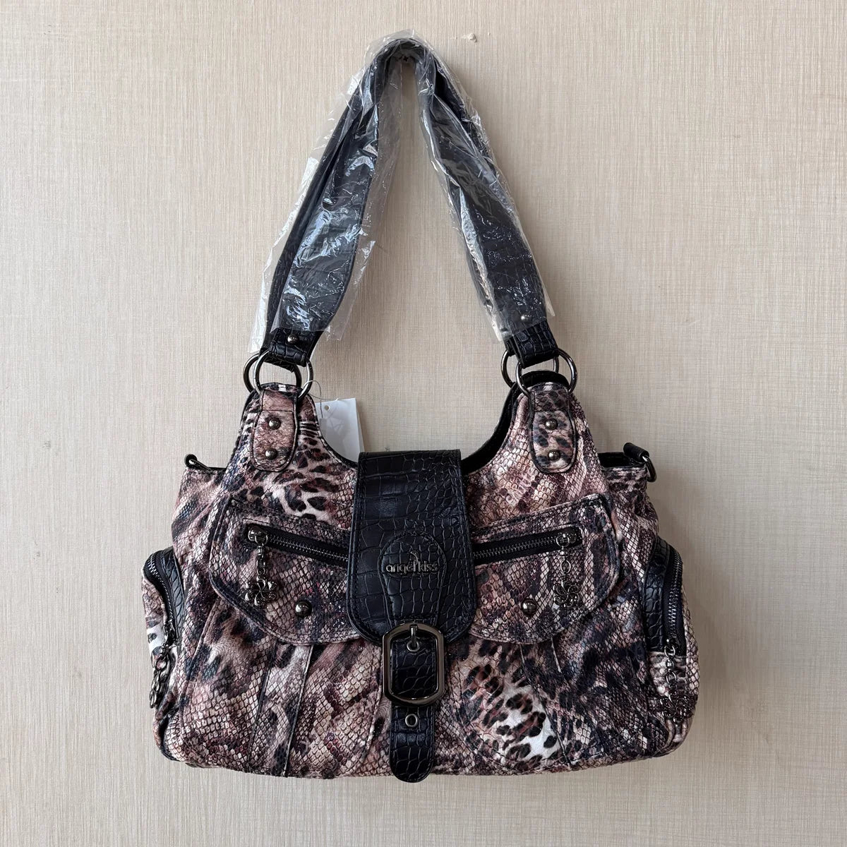 Damen-Handtasche aus PU-Kunstleder mit Top-Handle, Reißverschluss und Mehrfachfächern