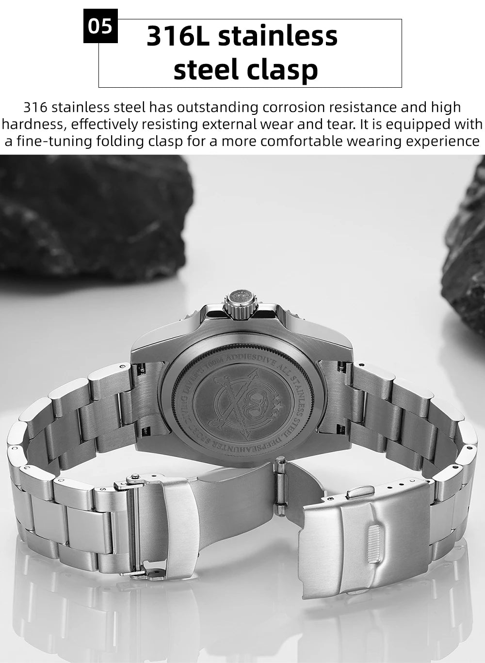 Herren Automatik-Taucheruhr 200m Leuchtzeiger Keramiklünette mechanisch Edelstahl