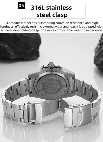 Herren Automatik-Taucheruhr 200m Leuchtzeiger Keramiklünette mechanisch Edelstahl