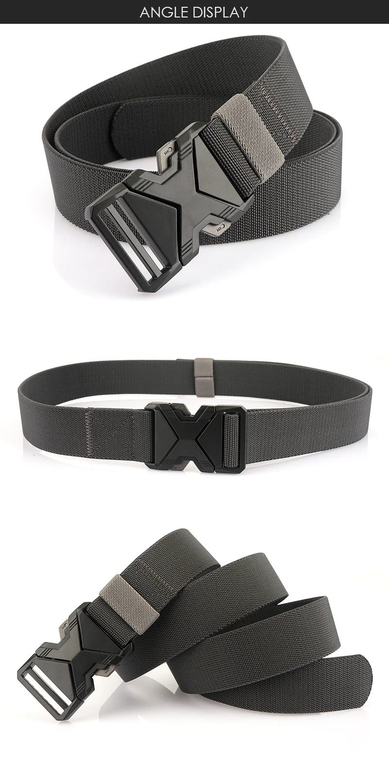 Herren-Taktischer Gürtel aus Nylon mit Elastischem Band und Schnellverschluss 3,8 cm Breite