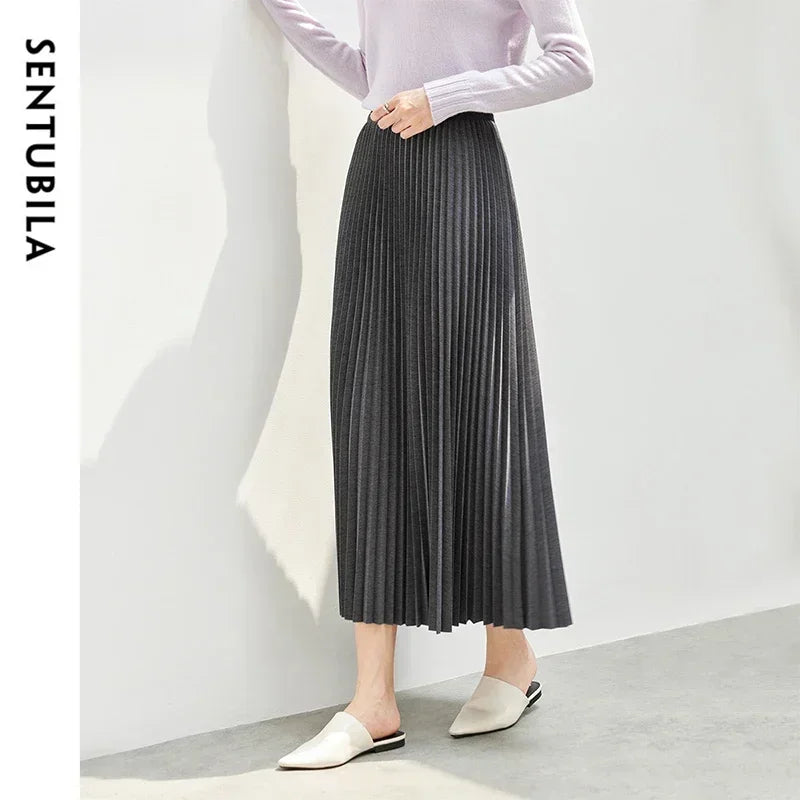 Damen Faltenrock im eleganten A-Linien Schnitt mit hoher Taille für Winter