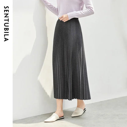 Damen Faltenrock im eleganten A-Linien Schnitt mit hoher Taille für Winter