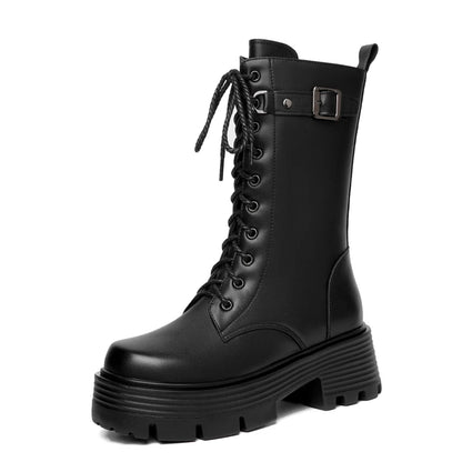 AIYUQI Women's Winter Shoes 2025 New Genuine Leather Women's Biker Boots Large Size 41 42 43 Warm Platform Women's Snow Boots