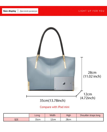 Damen Schultertasche Elegant aus Spaltleder mit Großem Fassungsvermögen