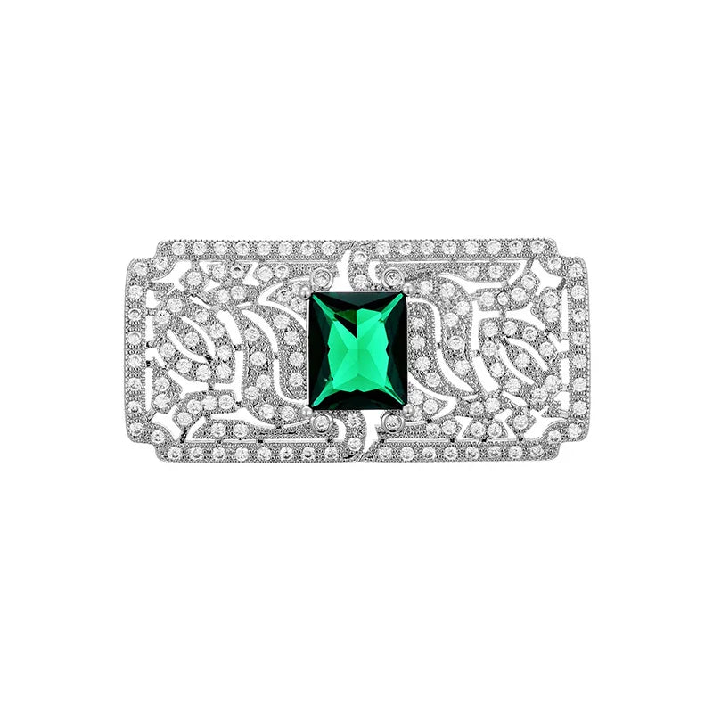 Brosche Strass Kristall Rechteck glänzend elegant Unisex Mantel