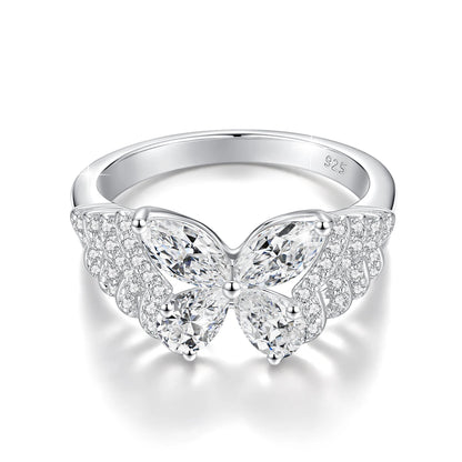 Damen-Ring aus Sterlingsilber 925 mit Moissanite D-VVS Stein als Schmuckgeschenk Premiumqualität