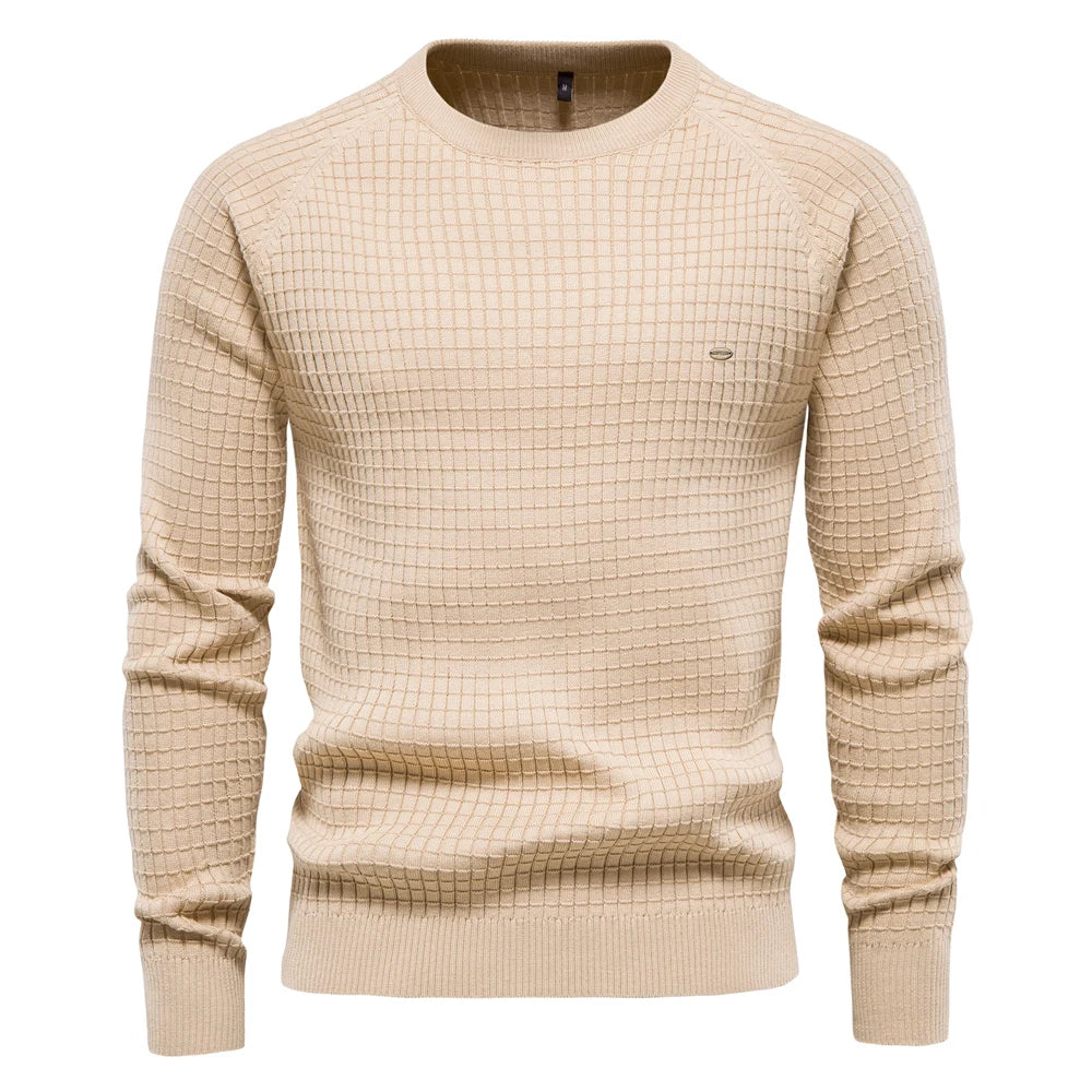 Männer Pullover aus 100 Prozent Baumwolle in solider Farbe für Herbst und Winter