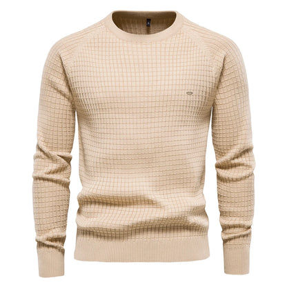 Männer Pullover aus 100 Prozent Baumwolle in solider Farbe für Herbst und Winter
