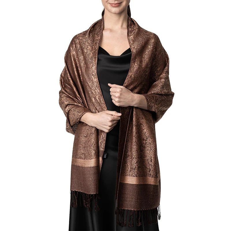 Damen Jacquard Schal ethnisch Kaschmir dick weich Halstuch Bandana Outdoor