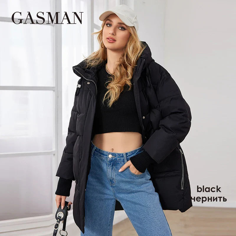 Kurze Damen-Winterdaunenjacke mit modischem Farbkontrast und wasserdichtem Design – warm und stilvoll für kalte Tage.