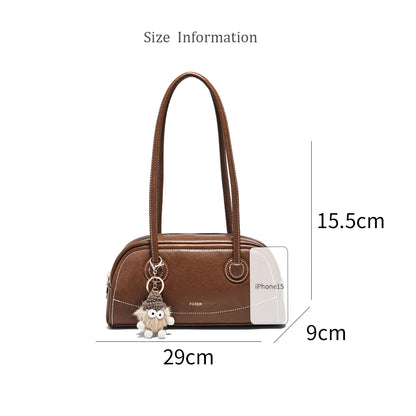 Damen Handtasche Aus PU Leather Simple Retro Stil Für Casual Commuting