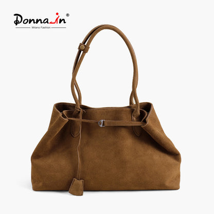 Wildleder Damen-Tote | Große Schultertasche 46x13x27 cm