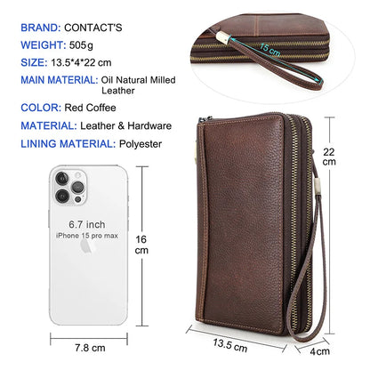 Herren Echtleder Geldbörse Vintage Luxus Business Handtasche Clutch Geldclip