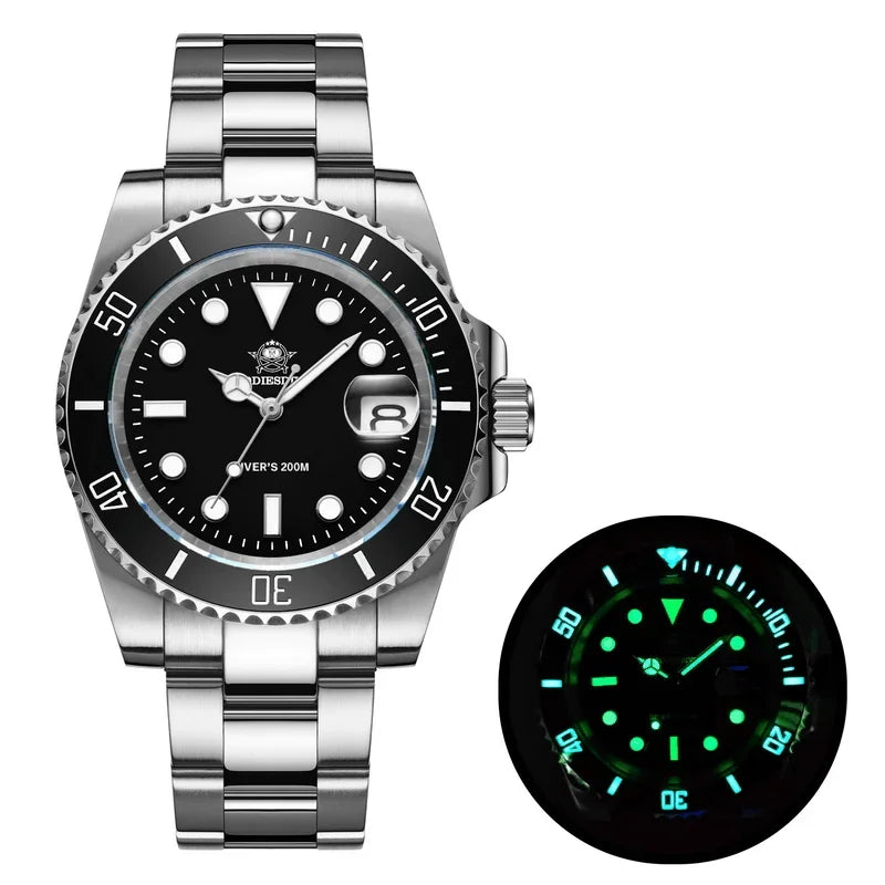 ADDIESDIVE TOP Men Classic Watch 316L Stainless Steel 200M Waterproof C3 Super Luminous Sport Luxury Quartz Watch Reloj Hombre