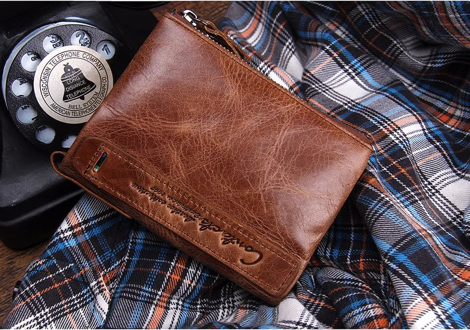Herren Echtleder Geldbörse Reißverschluss Kartenhalter Luxus Designer Geldclip