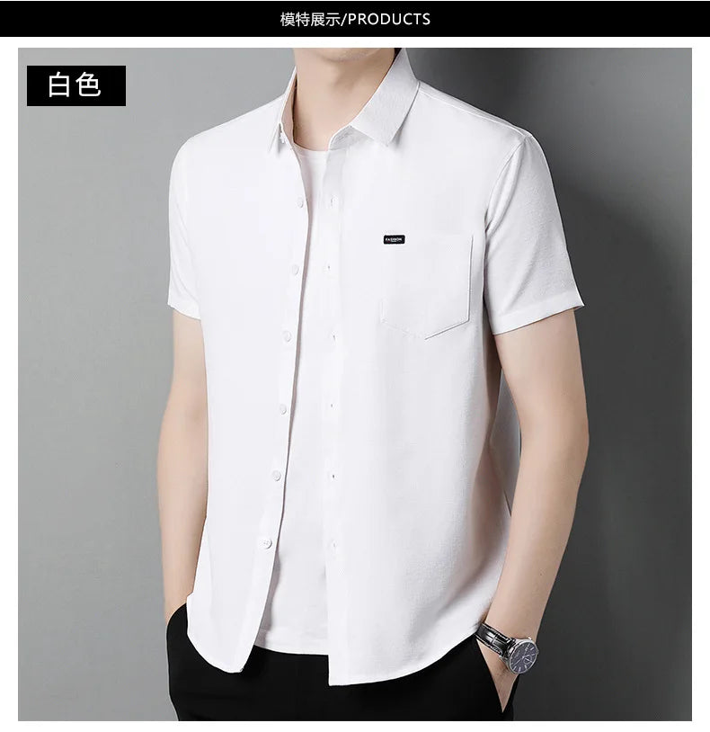Sommerliches Herren-Kurzarmshirt in Unifarbe – modisches, lässiges Cardigan-Hemd für Jugendliche